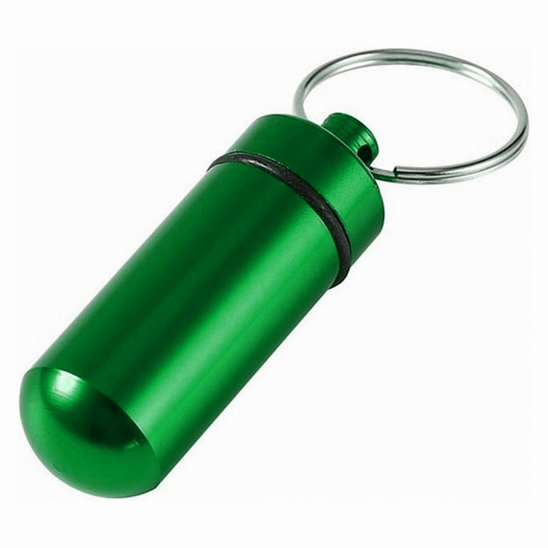 Pillendose mit Schlüsselanhänger Grün