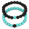 Elastisches Perlen Armband Howlith Türkis Schwarz