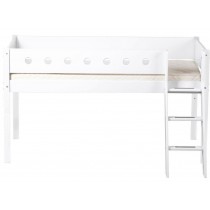 Flexa MDF Bett 90x200 Halbhoch Schrägleiter Weiss