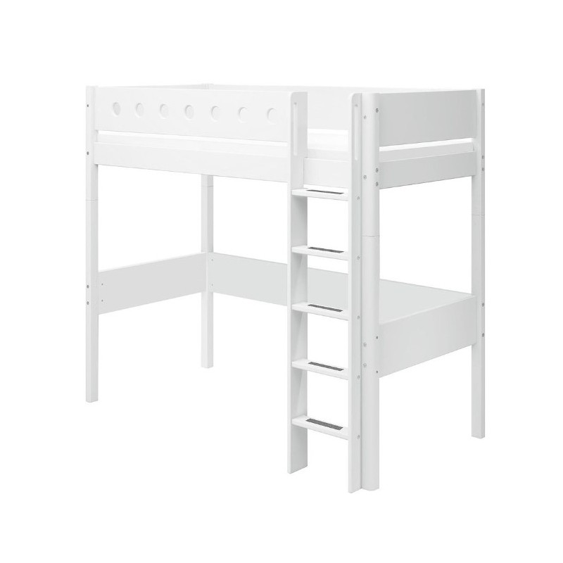 Flexa MDF Hochbett 90x200 Leiter Senkrecht Weiss