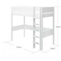Flexa MDF Hochbett 90x200 Leiter Senkrecht Weiss