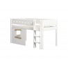 Flexa MDF Bett 90x200 halbhoch Leiter senkrecht  Hausfront Weiss-Eiche