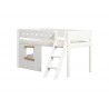 Flexa MDF Bett 90x200 halbhoch Leiter schräg Hausfront Weiss-Eiche
