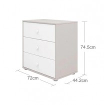Flexa Classic Kommode 3S Grau Transparent / Weiss / Knöpfe Weiss