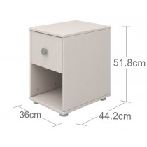 Flexa Classic Nachttisch Grey Transparent  Knöpfe Weiss