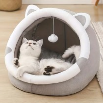 Katzenbett, Katzenhaus mit hängenden Plüschball