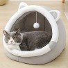 Katzenbett, Katzenhaus mit hängenden Plüschball Grösse L Grau