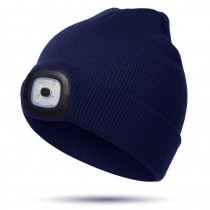 Beanie-Mütze mit LED Licht Universalgrösse Marine
