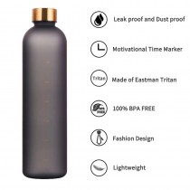 1l Wasserflasche mit Zeitmarkierungen Schwarz