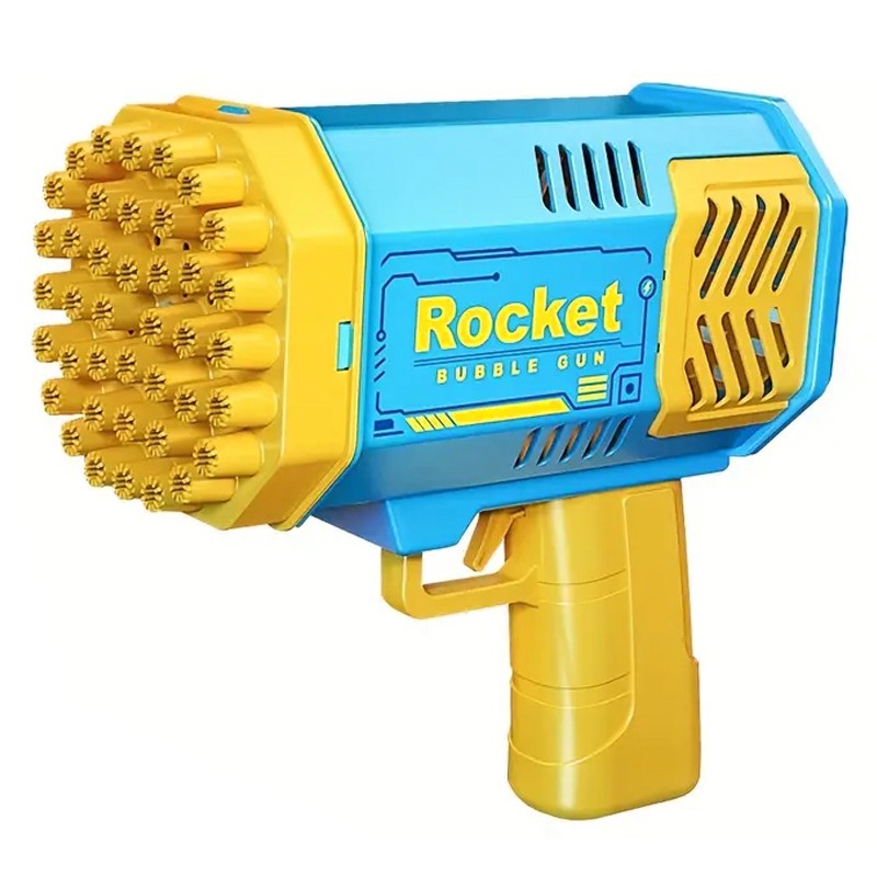 40-Loch Elektrische Seifenblasenmaschine, automatische Seifenblasenpistole Gelb Blau