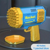 40-Loch Elektrische Seifenblasenmaschine, automatische Seifenblasenpistole Gelb Blau