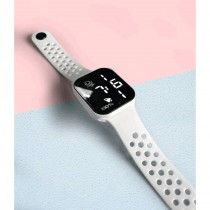 P1 Fashion LED-Digitaluhr mit Silikonarmband 12-Stunden-Anzeige Weiss