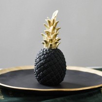 Ananas Dekoration Schwarz Gold 15cm