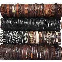 20 Stück Leder Armbänder Mix Styles Grösse verstellbar, handgemachte Armbänder