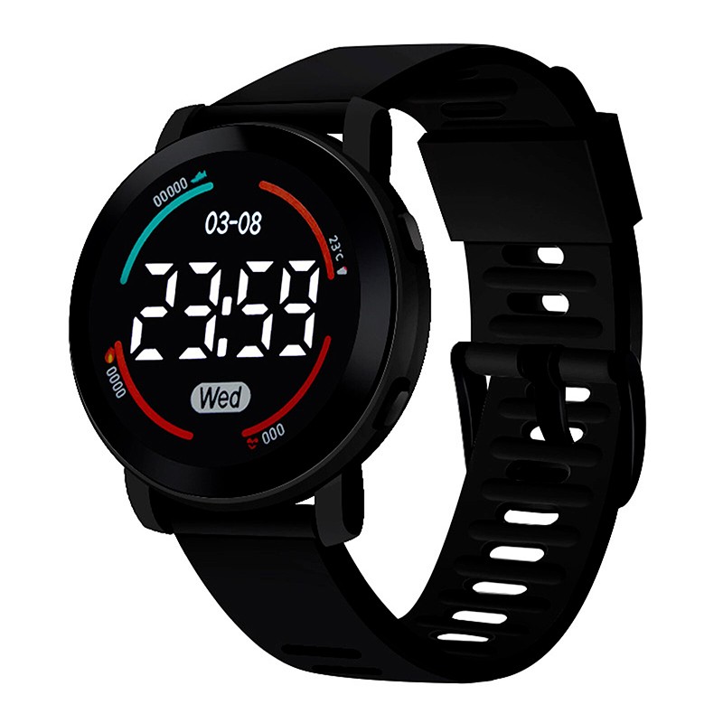 M6 Sport LED-Digitaluhr mit Silikonarmband 12-Stunden-Anzeige Schwarz