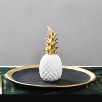 Ananas Dekoration Weiss Gold 15cm