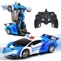 RC Polizeiauto 2 in 1 Auto und Roboter Blau Weiss