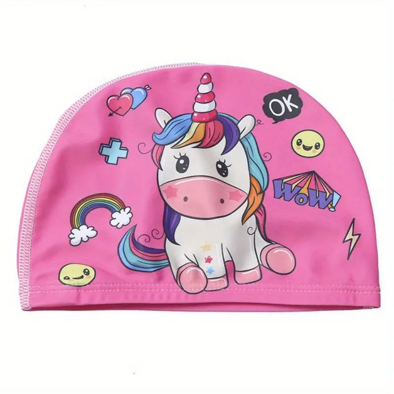 Elastische Stoff Kinder-Badekappe Einhorn