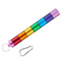 Tragbare 7 Tage Pillendose mit Schlüsselanhänger und Karabiner Rainbow