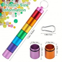 Tragbare 7 Tage Pillendose mit Schlüsselanhänger und Karabiner Rainbow