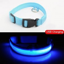 Aufladbares LED-Hundehalsband Grösse M - 40-46cm Blau