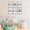 6 Stück niedliche Waldtiere, Poster auf Leinwand ungerahmt