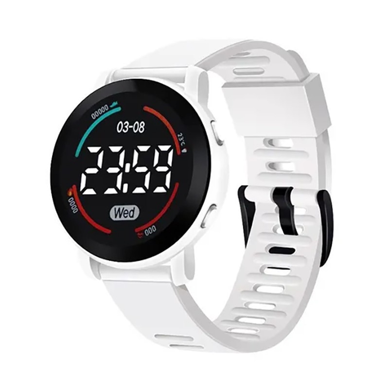 M6 Sport LED-Digitaluhr mit Silikonarmband 12-Stunden-Anzeige Weiss