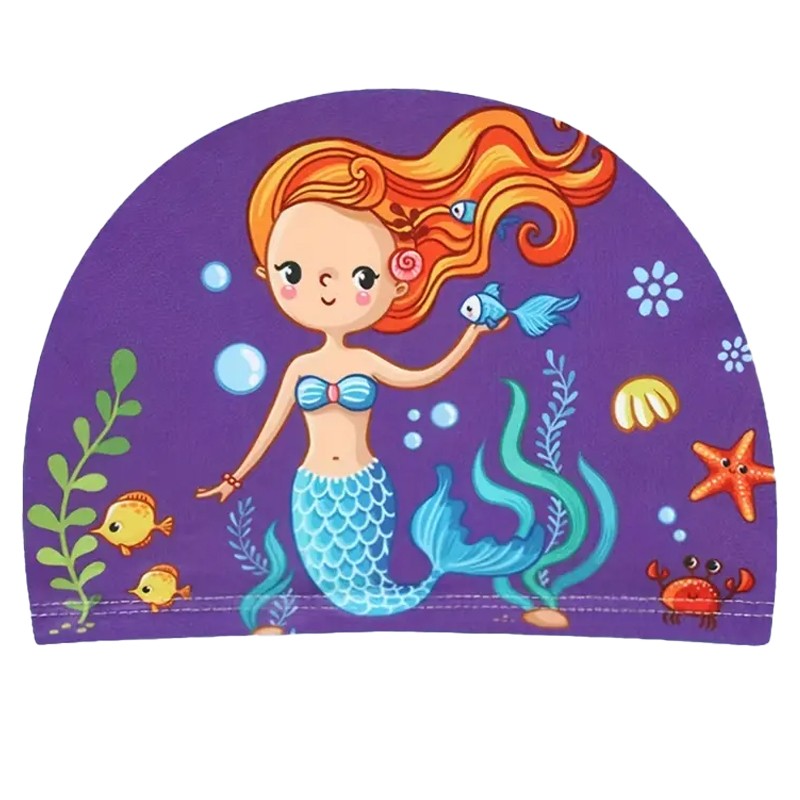 Elastische Stoff Kinder-Badekappe Mermaid