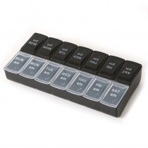 Tablettenbox 7 Tage - morgens und abends Gr. L  Schwarz Transparent