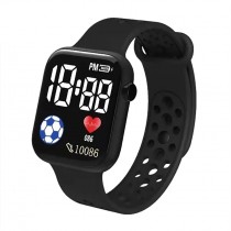 Fashion LED-Digitaluhr mit Silikonarmband 12-Stunden-Anzeige Black