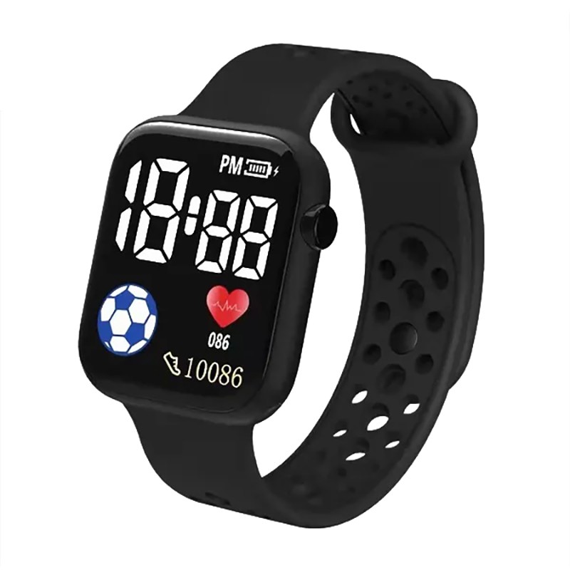 Fashion LED-Digitaluhr mit Silikonarmband 12-Stunden-Anzeige Black