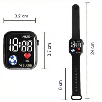 Fashion LED-Digitaluhr mit Silikonarmband 12-Stunden-Anzeige Black