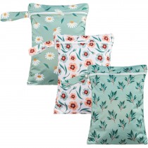3 Stück Wetbags Windeltaschen 36x26cm Green Flora