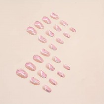 Künstliche Nägel Set 24-teilig Rosa Glitzerwirbel