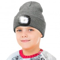 Beanie-Mütze mit LED Licht Universalgrösse Grau