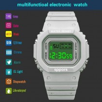 Quadro Sport Uhr, Digitaluhr mit Silikonarmband Weiss