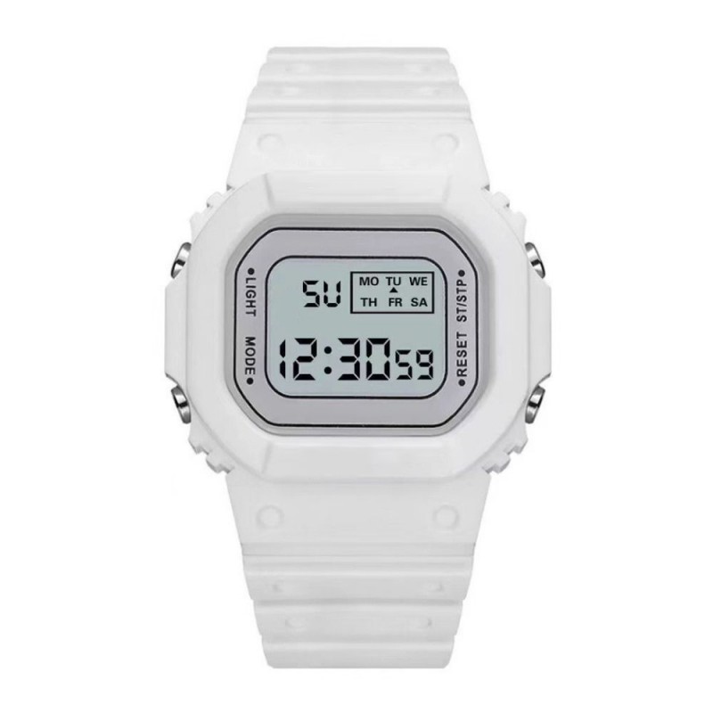 Quadro Sport Uhr, Digitaluhr mit Silikonarmband Weiss