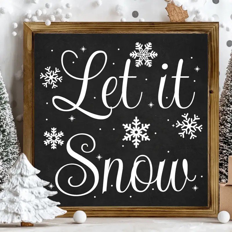 Dekoratives Holzschild, Weihnachtsschild, Winterschild - Let It Snow