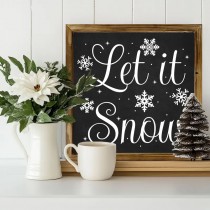 Dekoratives Holzschild, Weihnachtsschild, Winterschild - Let It Snow