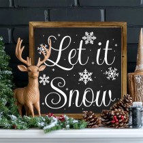 Dekoratives Holzschild, Weihnachtsschild, Winterschild - Let It Snow