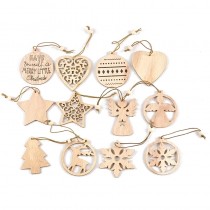 12-teilige Holzdekorationen, Ornament, Weihnachtsbaumanhänger, Weihnachtsdekoration