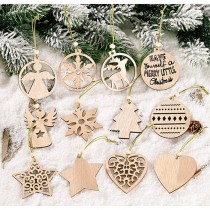 12-teilige Holzdekorationen, Ornament, Weihnachtsbaumanhänger, Weihnachtsdekoration