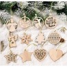 12-teilige Holzdekorationen, Ornament, Weihnachtsbaumanhänger, Weihnachtsdekoration