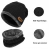 Warme Kinder Mütze Beanie mit Schal Black