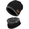 Warme Kinder Mütze Beanie mit Schal Black
