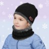 Warme Kinder Mütze Beanie mit Schal Black