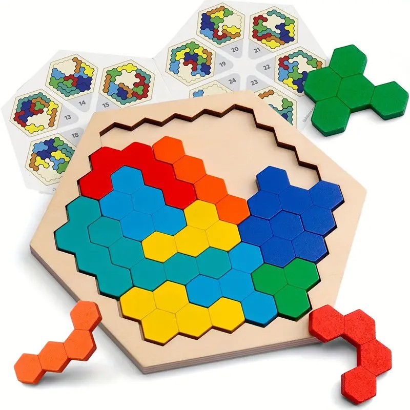 Hexagon Holzpuzzles 14-teilig