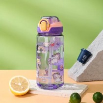 Kinder Trinkflasche, Wasserflasche mit Strohhalm Unicorn Purple