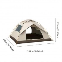 Schnell aufzubauendes Zelt mit Schnellverschluss für 3-4 Personen Beige