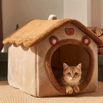 Gemütliches Katzenbett, Katzenhaus, Hundebett Haus Braun L